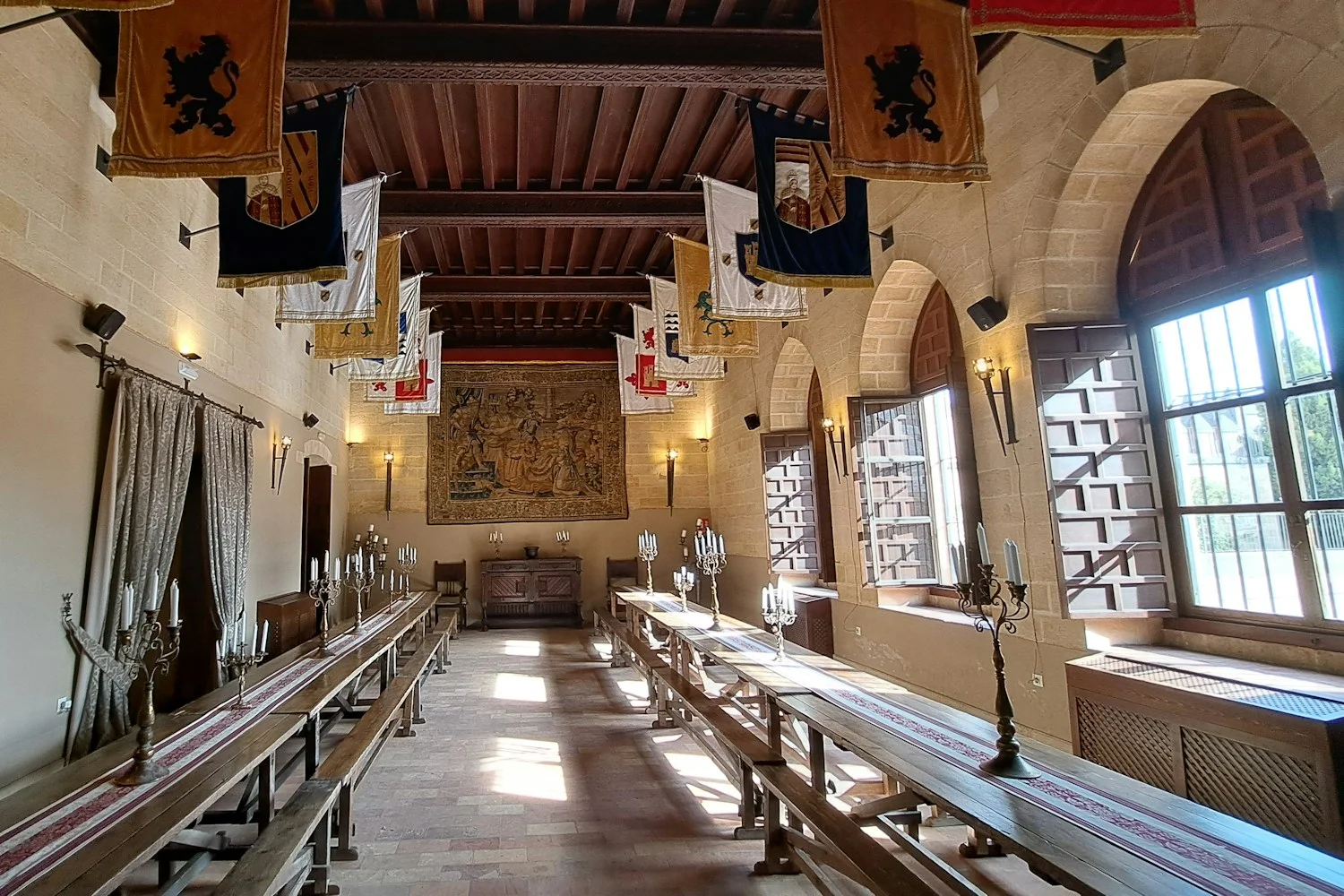 A castle great hall hung with banners, the kind of room Celaena Sardothien walks into and owns
