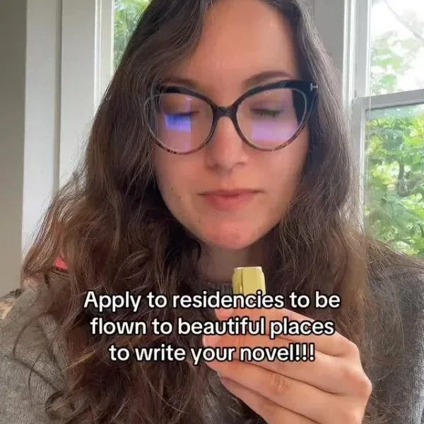 Amy shares a reel about applying to residencies that fly you to beautiful places to write your novel