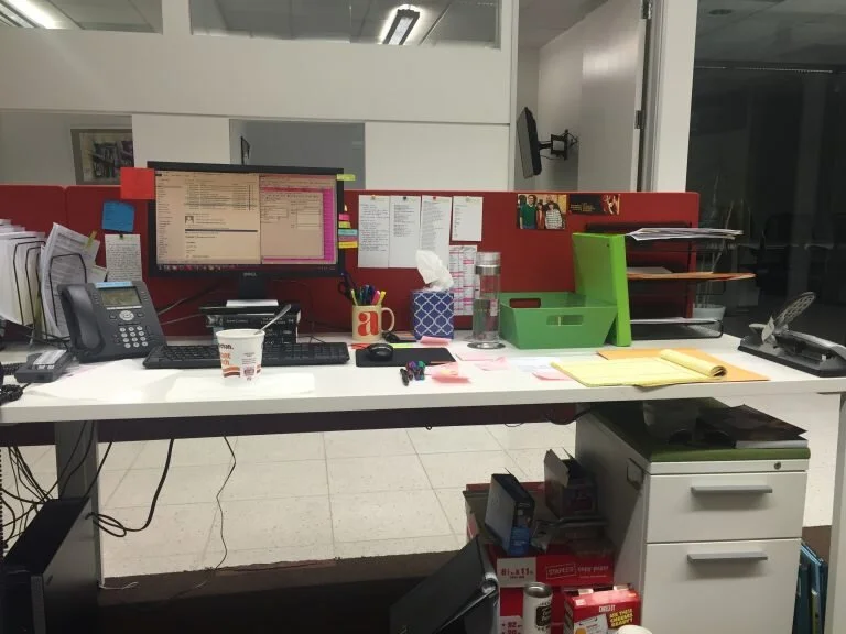 yes, that is a stockpile of food under my desk for inevitable late nights during my first three weeks