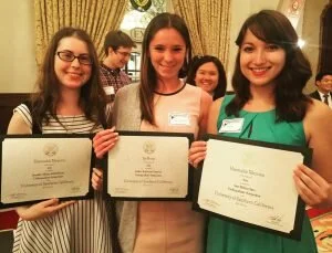 Nominated for CON in the Undergraduate Symposium for Scholarly and creative work. Left: Jen Enfield-Kane, Audrey Emerson, Amy Suto
